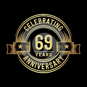 69 years anniversary celebration logotype. 69th years logo. Vector and illustration.