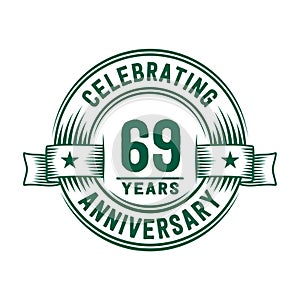 69 years anniversary celebration logotype. 69th years logo. Vector and illustration.