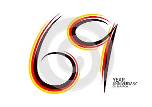 69 years anniversary celebration logotype colorful line vector, 69th birthday logo, 69 number design, Banner template, logo number
