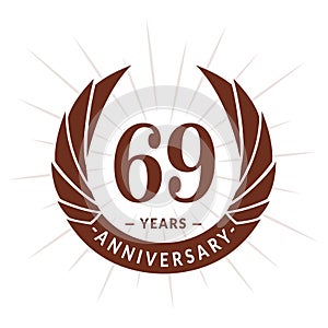 69 years anniversary design template. Elegant anniversary logo design. Sixty-nine years logo.