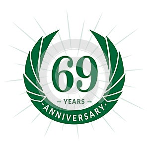 69 years anniversary design template. Elegant anniversary logo design. Sixty-nine years logo.