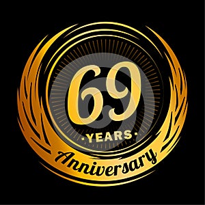 69 years anniversary. Elegant anniversary design. 69th logo.