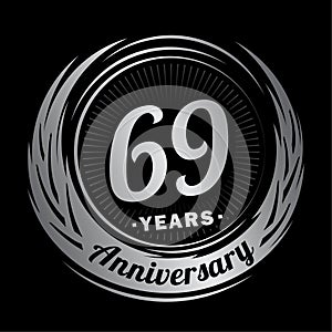 69 years anniversary. Elegant anniversary design. 69th logo.