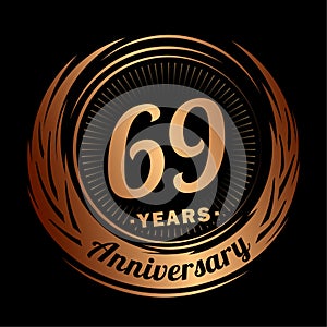 69 years anniversary. Elegant anniversary design. 69th logo.