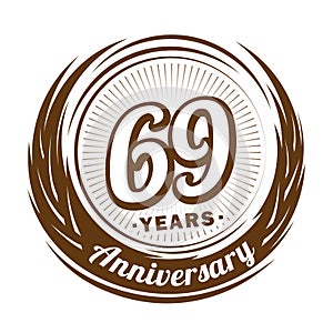 69 years anniversary. Elegant anniversary design. 69th logo.