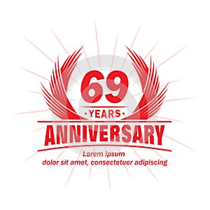 69 years anniversary. Elegant anniversary design. 69th years logo.