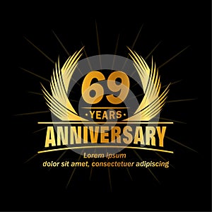 69 years anniversary. Elegant anniversary design. 69th years logo.