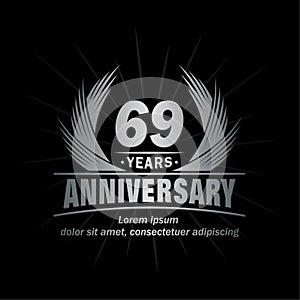 69 years anniversary. Elegant anniversary design. 69th years logo.