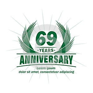 69 years anniversary. Elegant anniversary design. 69th years logo.