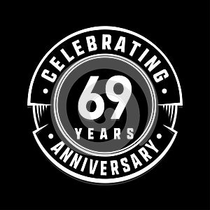 69 years anniversary logo template. 69th vector and illustration.