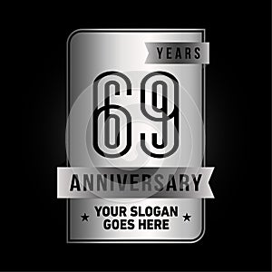 69 years celebrating anniversary design template. 69th logo. Vector and illustration.