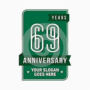 69 years celebrating anniversary design template. 69th logo. Vector and illustration.