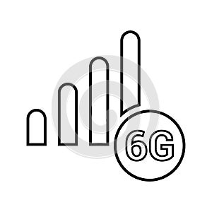 6g cellular, mobile, network, wireless outline icon. Line art vector