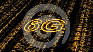 6G on digital background. Sixth generation of mobile communication technologies.