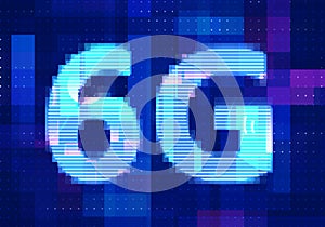 6G Network Internet Mobile icon technology blue background.