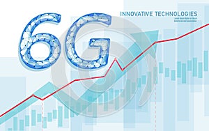 6G new wireless internet wifi connection. Big data binary code flow numbers. Global network high speed innovation