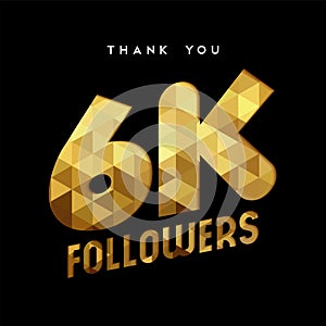 6k gold internet follower number thank you card