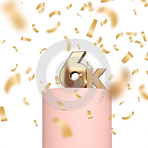 6k social media followers or subscribers celebration background. 3D Rendering