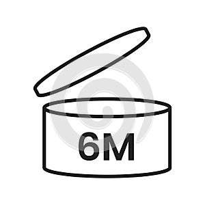 6m period after open pao icon sign flat style design vector illustration isolated on white background.