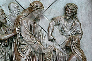 6th Stations of the Cross, Veronica wipes the face of Jesus, St Francis Xavier`s Church in Zagreb