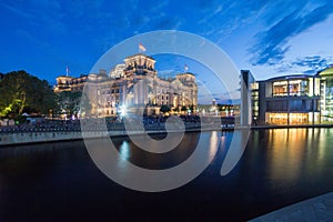 7.9.2017 BERLIN, GERMANY: Panoramic view of famous Reichstag building, seat of the German Parliament (Deutscher Bundestag), with