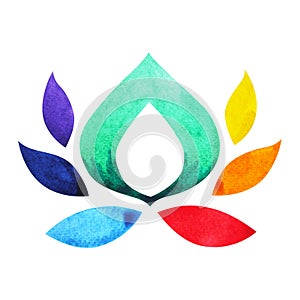 7 color of chakra symbol concept, flower floral, watercolor painting