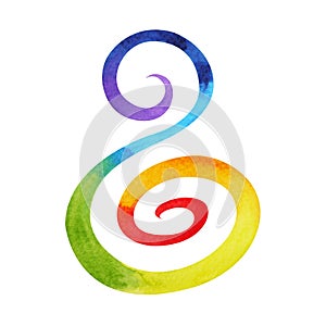 7 color of chakra symbol spiral flower floral concept, watercolor painting