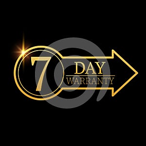 7 day warranty logo with golden shield