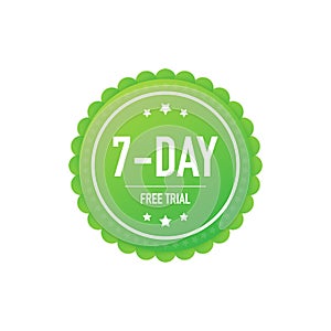 7 days free trial label, badge, sticker. Software promotions for free downloads. It can be used for application.