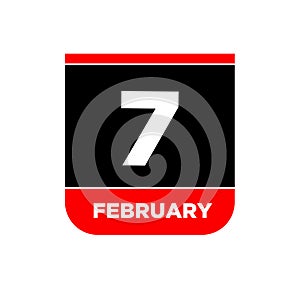 7 Feb calendar day vector icon