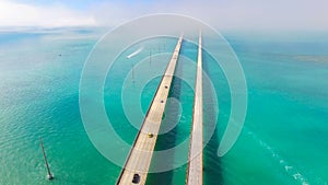 7 mile bridge. Aerial view. Florida Keys, Marathon, USA.