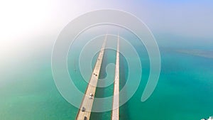 7 mile bridge. Aerial view. Florida Keys, Marathon, USA.