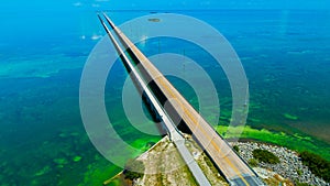 7 mile bridge. Aerial view. Florida Keys, Marathon, USA.