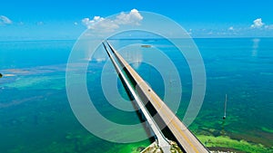 7 mile bridge. Aerial view. Florida Keys, Marathon, USA.