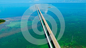 7 mile bridge. Aerial view. Florida Keys, Marathon, USA.