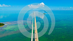 7 mile bridge. Aerial view. Florida Keys, Marathon, USA.