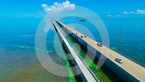 7 mile bridge. Aerial view. Florida Keys, Marathon, USA.