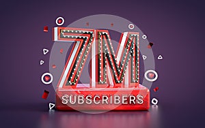 7 million subscribers followers celebration banner 3d background