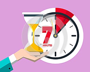 7 Minutes on Clock Vector Flat Design Seven Minute Icon