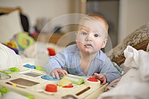 7 month old baby boy playing