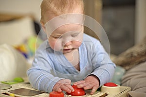 7 month old baby boy playing