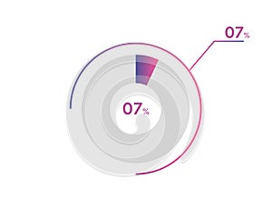 7 Percentage circle diagrams Infographics vector, circle diagram business illustration, Designing the 7 Segment in the Pie Chart