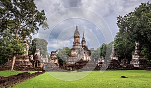 The 7 Rows Chedi Temple Si satchanalai historical park,Sukhothai