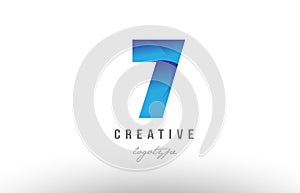 7 seven blue gradient number numeral digit logo icon design