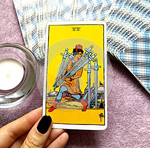 7 Seven of Swords Tarot Card Logic Reason Ahead of the Posse Adaptability Flexibility Plotting & Planning Strategies