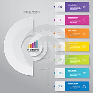 7 steps infographics chart design element. For data presentation.