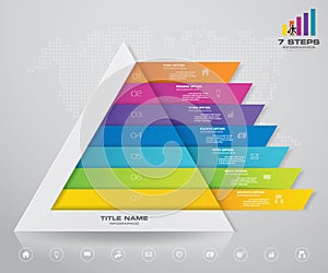 7 steps pyramid with free space for text on each level.