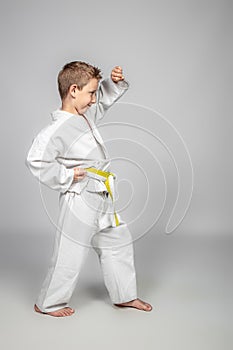 7 year old boy practices jujitsu