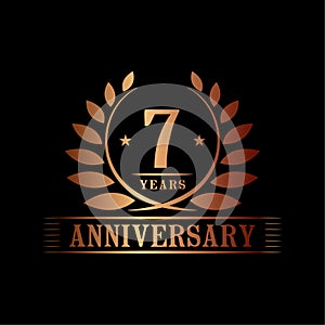 7 years anniversary celebration logo. 7th anniversary luxury design template. Vector and illustration.