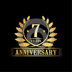 7 years anniversary celebration logo. 7th anniversary luxury design template. Vector and illustration.